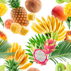 seamless colorful pattern with tropical fruits