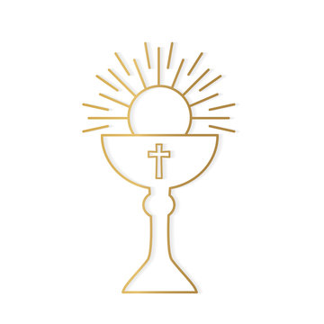 golden holy communion icon- vector illustration