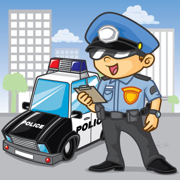 policeman cartoon, cartoon vector, cute vector