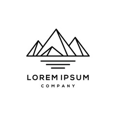 hipster minimal mountain outdoor logo in trendy linear line stroke style for tattoo inspiration