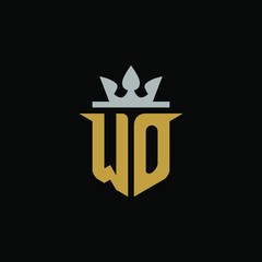 Initial Letter WO with Shield King Logo Design