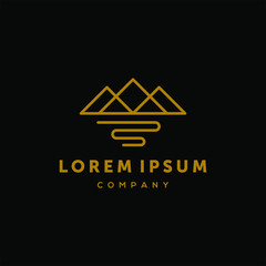 hipster minimal mountain outdoor logo in trendy linear line stroke style for tattoo inspiration