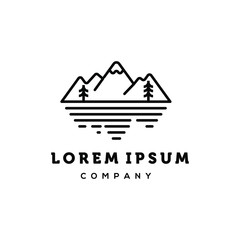 hipster minimal mountain outdoor logo in trendy linear line stroke style for tattoo inspiration