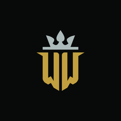 Initial Letter WW with Shield King Logo Design