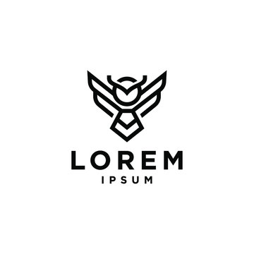 simple minimal owl logo icon in trendy line linear hipster style