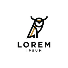 simple minimal owl logo icon in trendy line linear hipster style