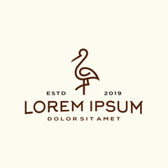 heron pelican stork vector logo lineart line outline monoline icon design stock gulf bird coast beach illustration abstract