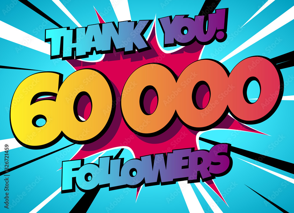 Wall mural thank you 60000 followers comics banner