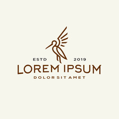 heron pelican stork vector logo lineart line outline monoline icon design stock gulf bird coast beach illustration abstract