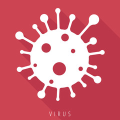 Virus icon on red background