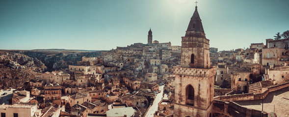 Fototapeta na wymiar Panorama of Matera and cathedrals - Puglia - Italy