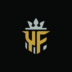 Initial Letter YF with Shield King Logo Design