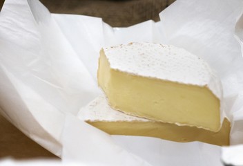 camembert cheese with white mildew