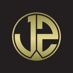 JZ Logo monogram circle with piece ribbon style on gold colors