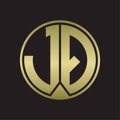 JQ Logo monogram circle with piece ribbon style on gold colors