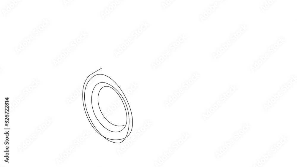 Poster self drawing simple animation of single continuous one line drawing of dslr camera. drawing by hand,