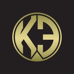 KE Logo monogram circle with piece ribbon style on gold colors