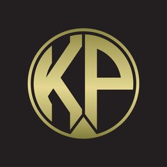 KP Logo monogram circle with piece ribbon style on gold colors