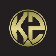 KZ Logo monogram circle with piece ribbon style on gold colors
