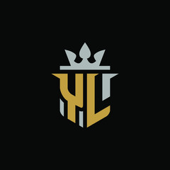 Initial Letter YL with Shield King Logo Design