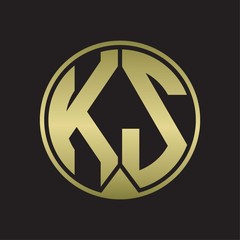 KS Logo monogram circle with piece ribbon style on gold colors