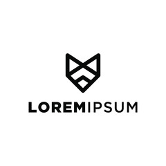 Fototapeta premium geometric fox head logo icon isolated on white background vintage vector design element illustration in trendy linear line minimal style