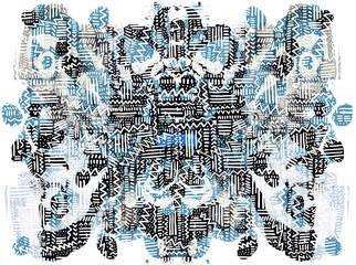 Modern multicolor spotted pop art digital composition with lines, dots and arrows.