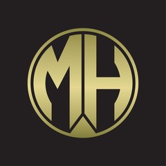 MH Logo monogram circle with piece ribbon style on gold colors