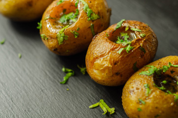 Mini jacket potatoes with a fragrant garlic butter infused with Italian truffle oil
