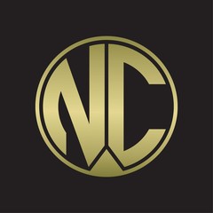 NC Logo monogram circle with piece ribbon style on gold colors