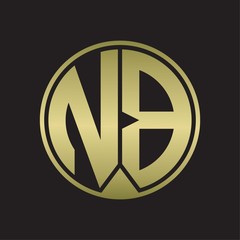 NB Logo monogram circle with piece ribbon style on gold colors
