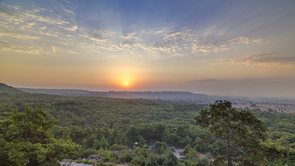 A bird's eye view of sunrise over Antalya timelapse. Turkey.