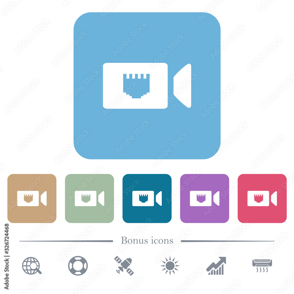 Aufkleber ip camera flat icons on color rounded square backgrounds