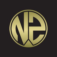 NZ Logo monogram circle with piece ribbon style on gold colors