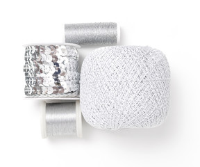 Silber Garn und Paillettenband
