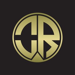 OR Logo monogram circle with piece ribbon style on gold colors