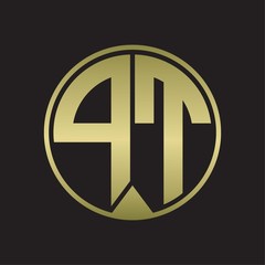 PT Logo monogram circle with piece ribbon style on gold colors