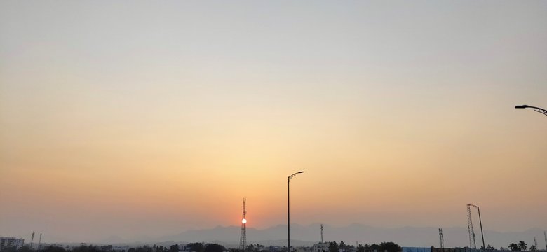Sunset and sun inside the tower 