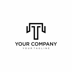 Obraz premium Simple line logo design of letter T with white background - EPS10 - Vector.