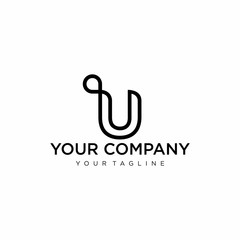 Clean line logo design of letter U with white background - EPS10 - Vector.