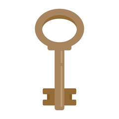Retro key flat illustration. Vector key in flat style isolated on white background. Element for web, game and advertising