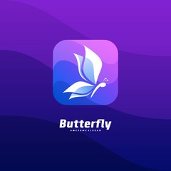 Vector Logo Illustration Butterfly Icon Media Colorful Style