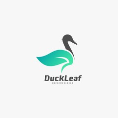 Vector Logo Illustration Duck Leaf Dual Meaning Style