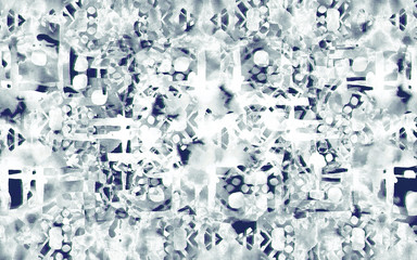 Abstract watercolor and ink collage inspired by tie dye fabric pattern painting with line rythm and texture.