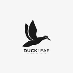 Vector Logo Illustration Duck Flying Silhouette Style