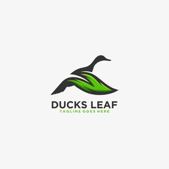 Vector Logo Illustration Duck Flying Line Art Style
