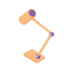 Desk lamp isometric. Vector illustration of office or home electric equipment for studying or work.
