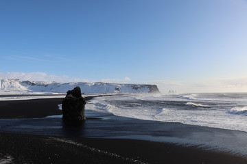 Czarna plaża w Vik, Islandia - obrazy, fototapety, plakaty