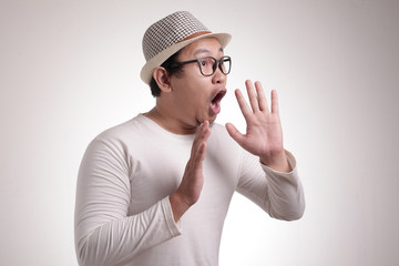Naklejka premium Funny Man Shouting and Yelling