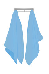 Blue hanging towels. vector illustration